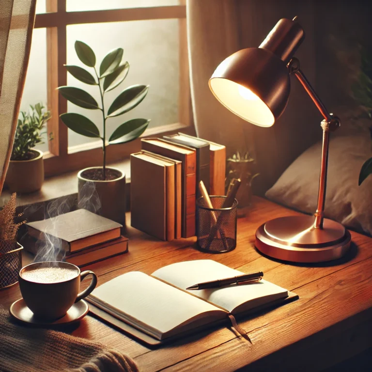 Cozy writing desk setup for building a simple writing routine