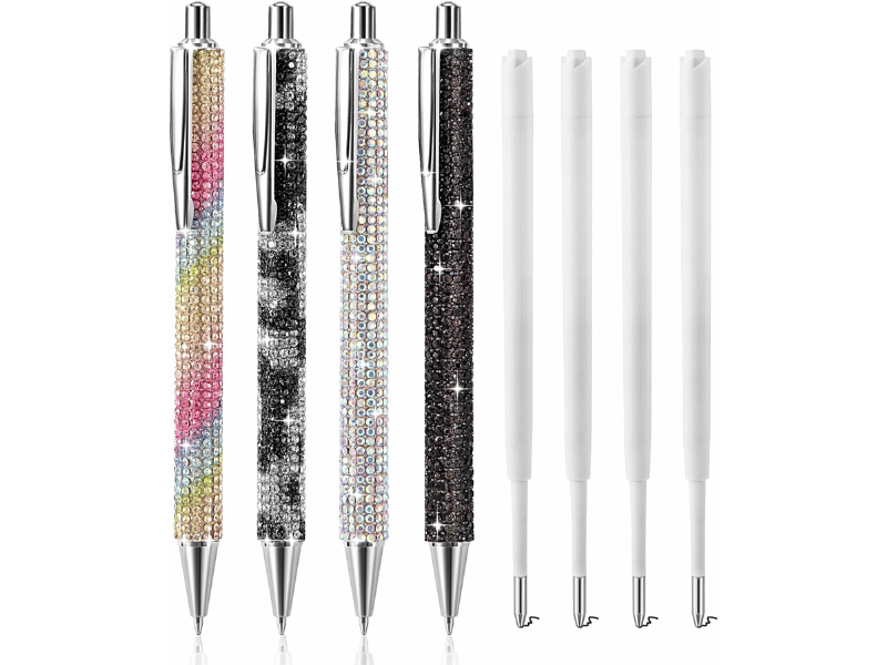 Set of glittering fancy pens in assorted colors