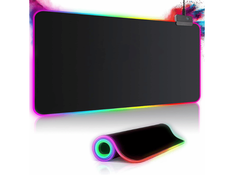 RGB desk mat with customizable glowing edges