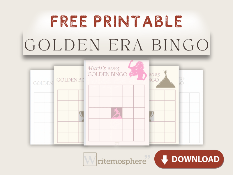 Free printable Golden Era Bingo template featuring customizable grids for personal goals and achievements, with a download button.