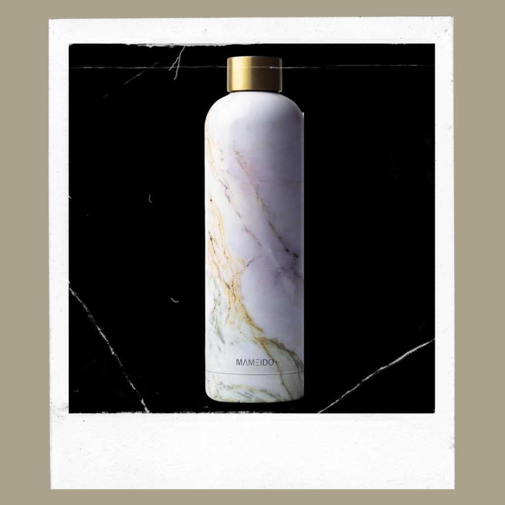 Marble-pattern insulated bottle