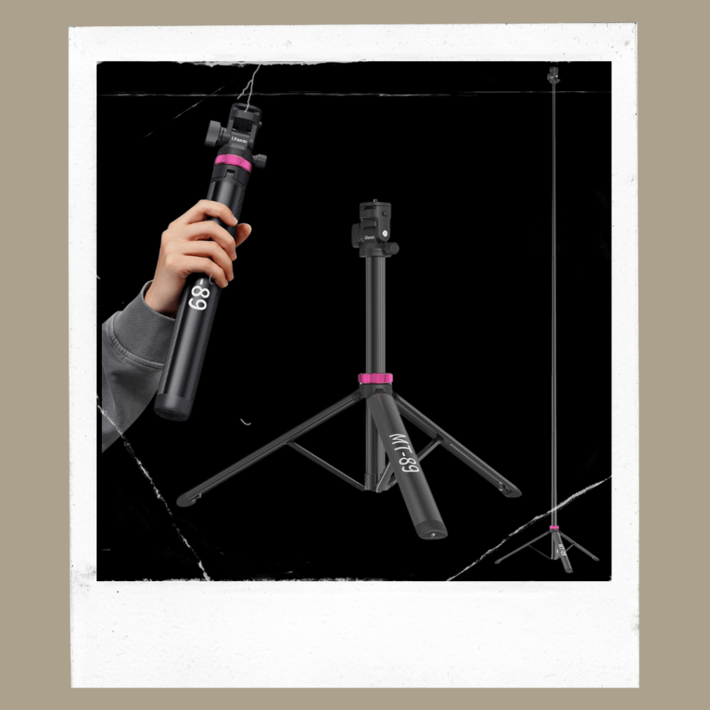 Lightweight travel tripod in hand