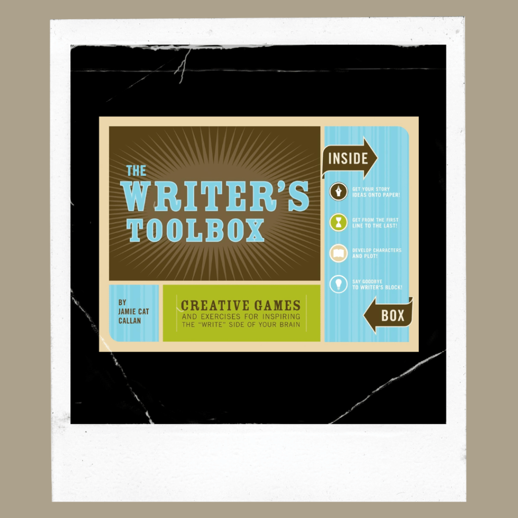 Writer's Toolbox card game with creativity prompts for overcoming writer's block